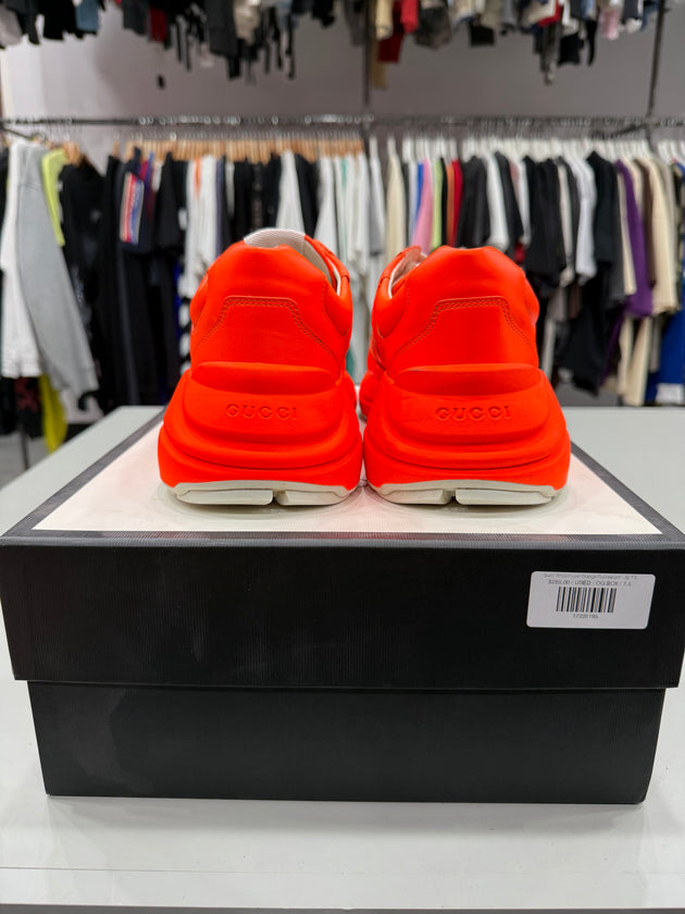 (USED) Gucci Rhyton Low 'Orange Fluorescent' - Sz 7.5