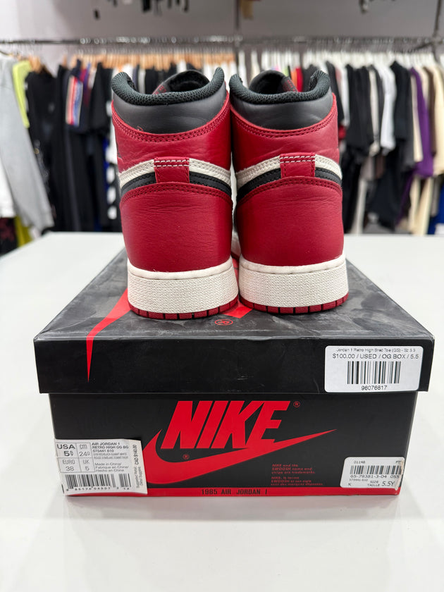 (USED) Jordan 1 Retro High Bred Toe (GS) - Sz 5.5