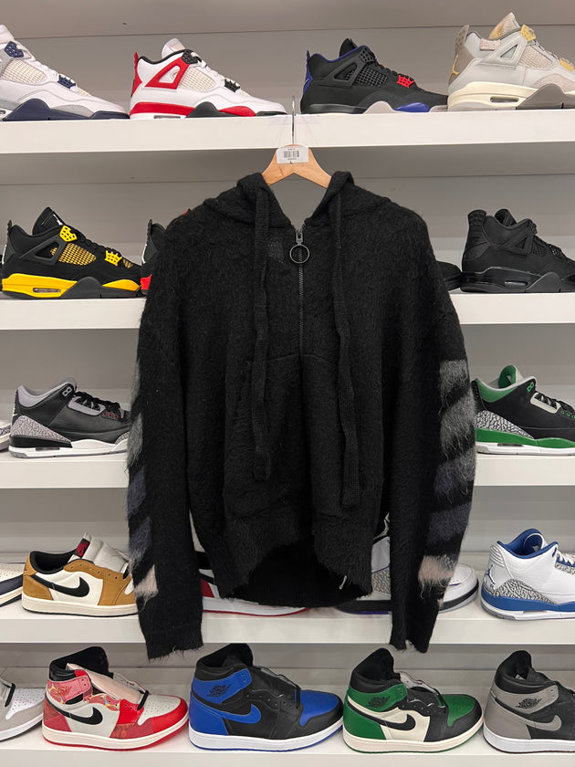 (USED) Off-White Brushed Mohair Zip Hoodie 'Black'