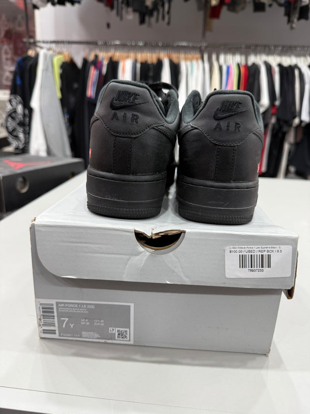 (USED) Nike Air Force 1 Low Supreme Black - Sz 6.5