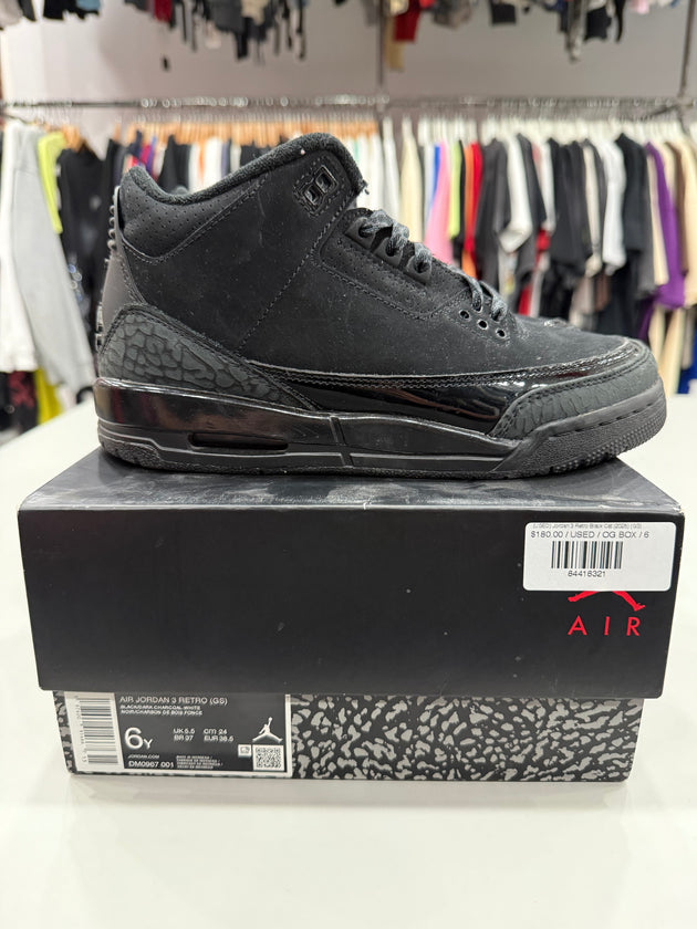 (USED) Jordan 3 Retro Black Cat (2025) (GS) - Sz 6