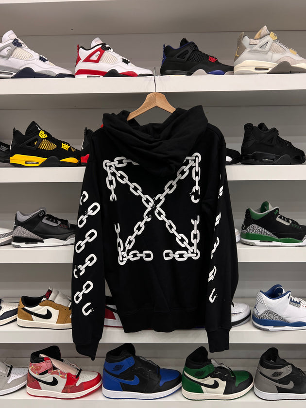 (USED) Off-White Chain Arrow Slim Hoodie 'Black/White'