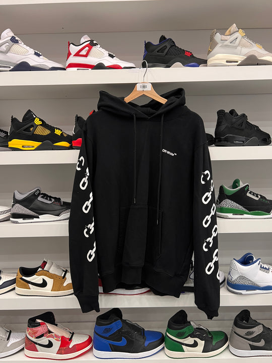 (USED) Off-White Chain Arrow Slim Hoodie 'Black/White'
