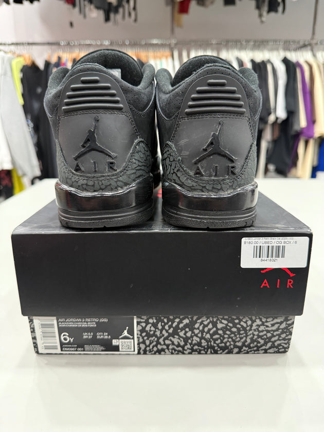 (USED) Jordan 3 Retro Black Cat (2025) (GS) - Sz 6