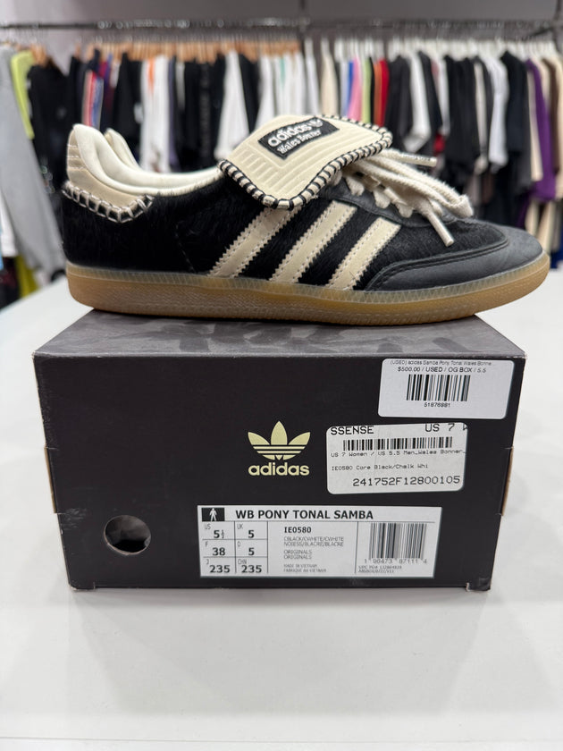 (USED) adidas Samba Pony Tonal Wales Bonner Core Black - Sz 5.5