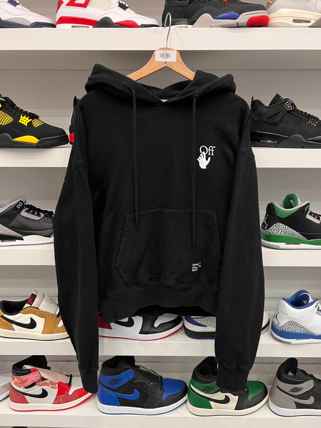 (USED) Off-White Caravaggio Arrow Over Hoodie 'Black/White'