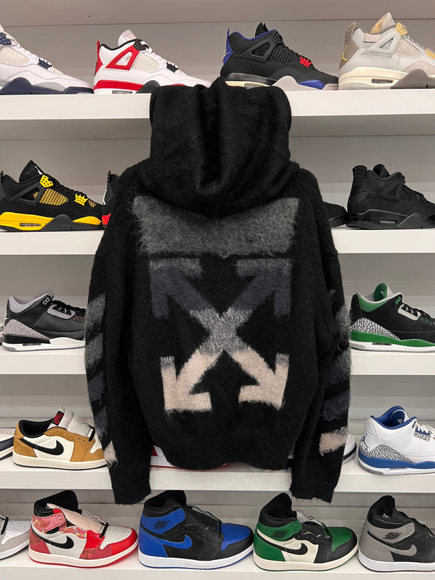 (USED) Off-White Brushed Mohair Zip Hoodie 'Black'