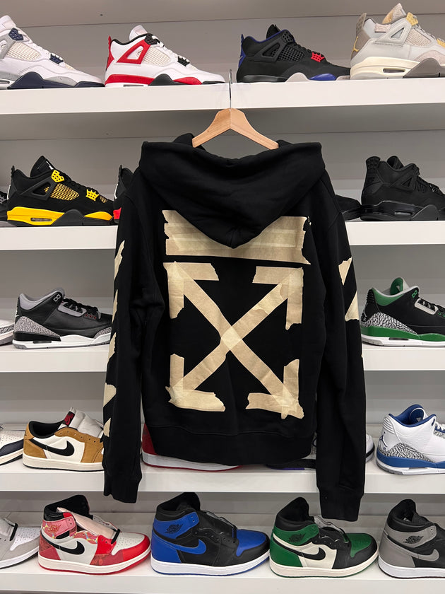 (USED) Off-White Tape Arrows Over Hoodie 'Black/Beige'