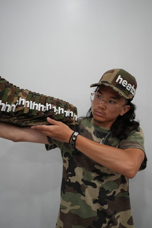 Aged Bootlegged 6 Pannel Trucker Army Camo