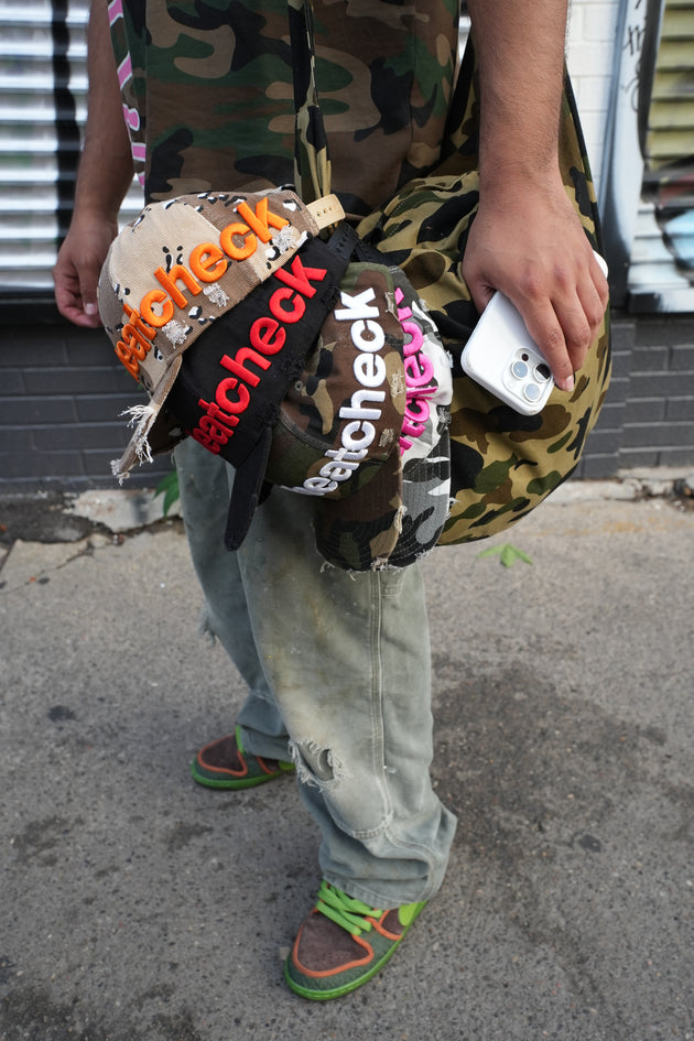 Aged Bootlegged 6 Pannel Trucker Army Camo