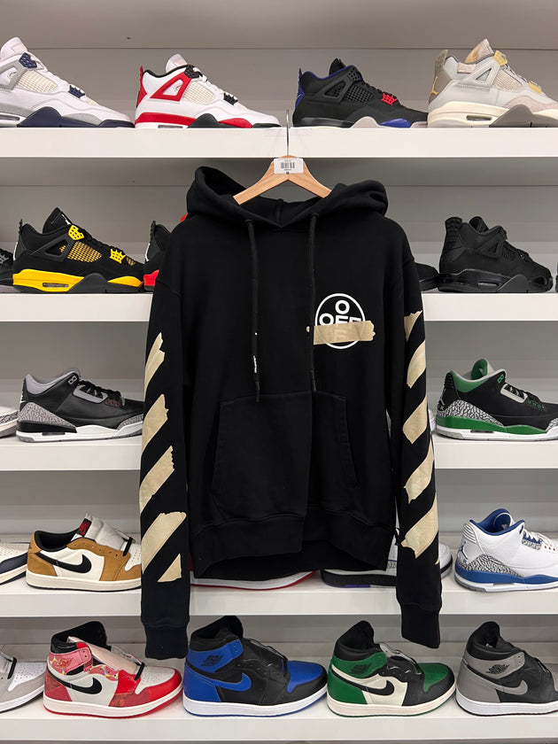(USED) Off-White Tape Arrows Over Hoodie 'Black/Beige'