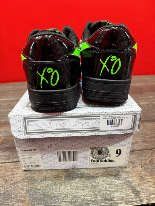 (USED) A Bathing Ape Bape Sta Low Weeknd XO Black - Sz 9