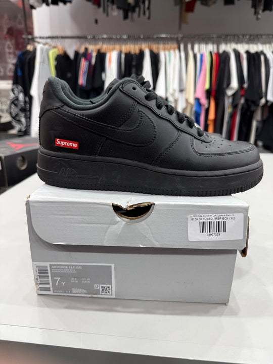 (USED) Nike Air Force 1 Low Supreme Black - Sz 6.5