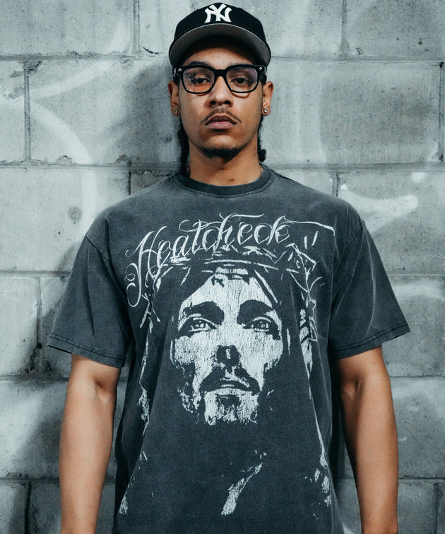 Heatcheck Jesus T-shirt Ash Black
