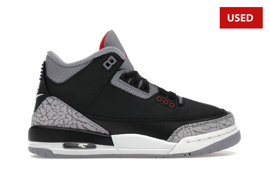 (USED)  Jordan 3 Retro Black Cement (2024) (GS)- Sz 4.5
