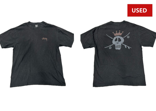 (USED) Stussy Pirate Logo T-Shirt Garment Dye Black